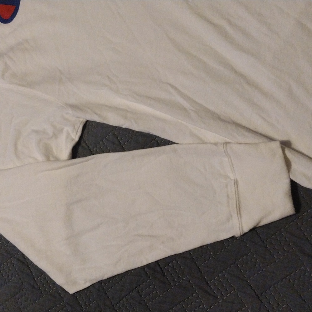 Champion White Long Sleeve Tee with Blue and Red Logo - Picture 5 of 5
